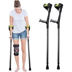Pair of Foldable Adjustable Forearm Crutches with Elbow Straps
